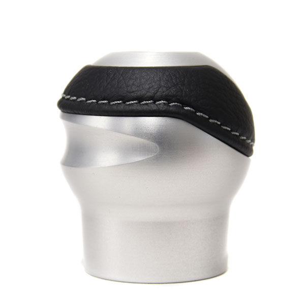 BLACK Aluminium & Leather Gear Knob -TUNE IT- (Reverselock/Alfa RomeoEmblem)