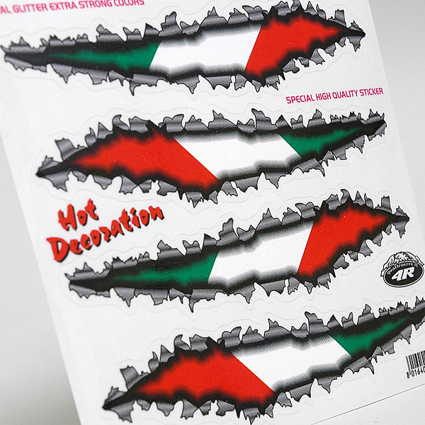 Italian Flag Graphic Sticker Set of 4pcs.