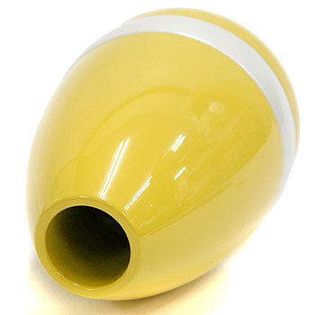 BLACK FIAT Aluminium Gear Knob -ARROW ANATOMICO- (Yellow/Pearl White Ring)