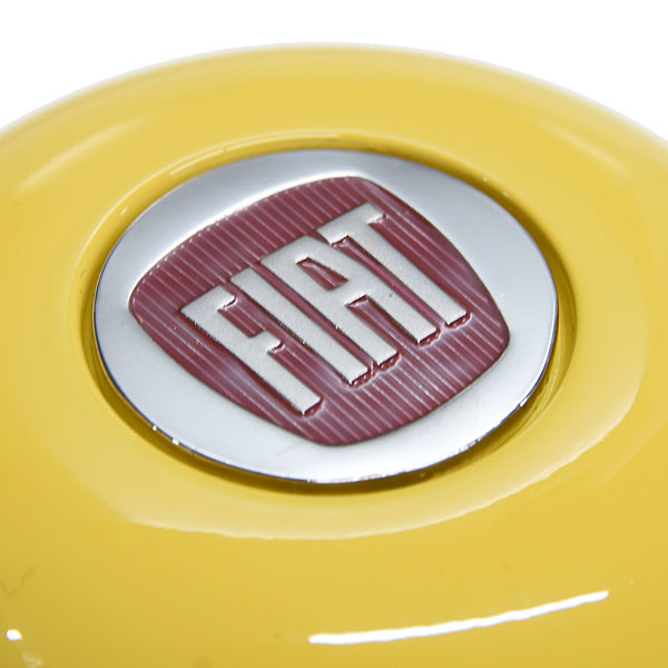 BLACK FIAT Aluminium Gear Knob -ARROW ANATOMICO- (Yellow/Pearl White Ring)