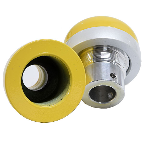 BLACK FIAT Aluminium Gear Knob -ARROW ANATOMICO- (Yellow/Pearl White Ring)