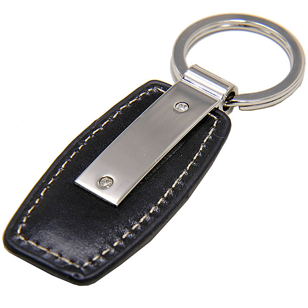 Alfa Romeo Fake Leather & Plate Keyring (Black)