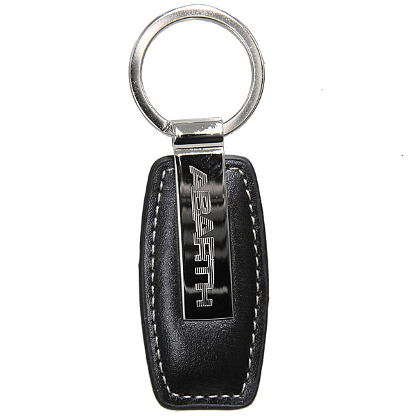 ABARTH Fake Leather & Plate Keyring (Black)