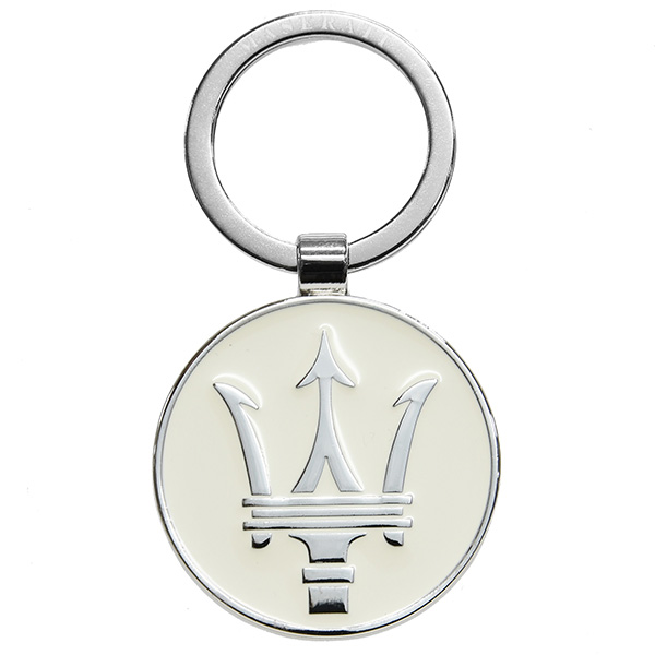 MASERATI Keyring (Round Metal/White)