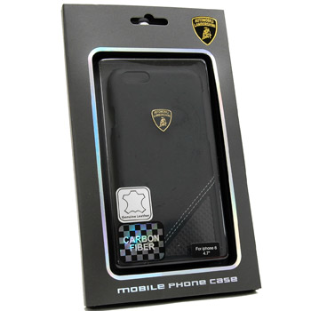 Lamborghini iPhone6/6s Leather Case (Black/Carbon Look)