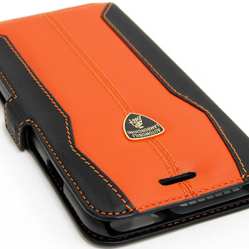 Lamborghini iPhone6/6s Book Type Leather Case(Black/Orange)