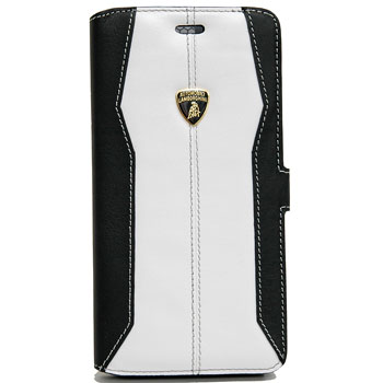 Lamborghini iPhone6/6s Plus Book Type Leather Case(Black/White)