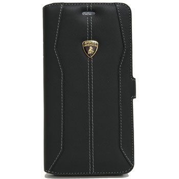 Lamborghini iPhone6/6s Plus Book Type Leather Case(Black/White)