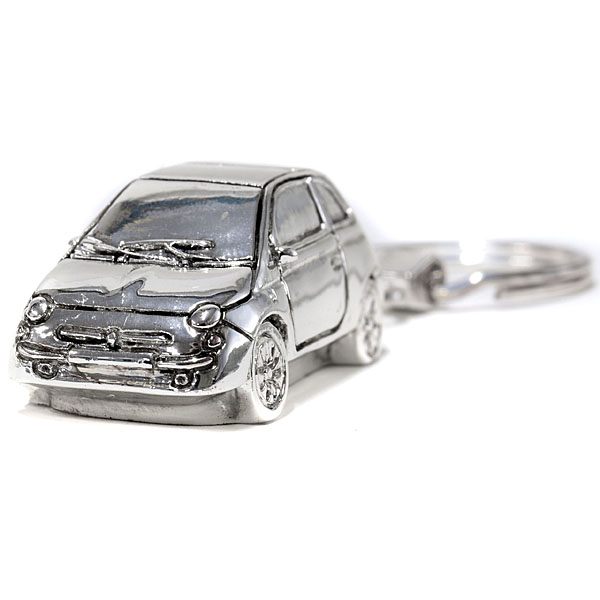 FIAT 500 Shaped Chrome Keyring