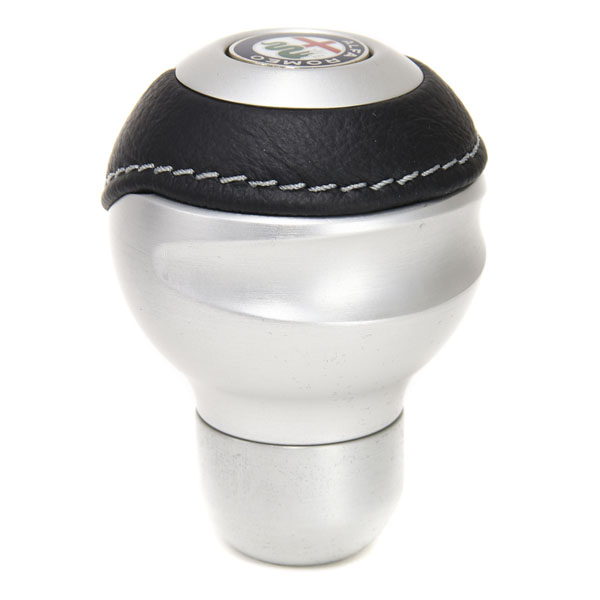 BLACK Aluminium & Leather Gear Knob -TUNE IT- (Normal/Alfa New Emblem)