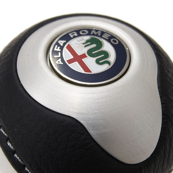 BLACK Aluminium & Leather Gear Knob -TUNE IT- (Normal/Alfa New Emblem)