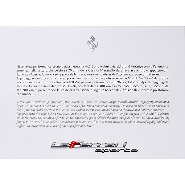 La Ferrari Aperta Presentation card