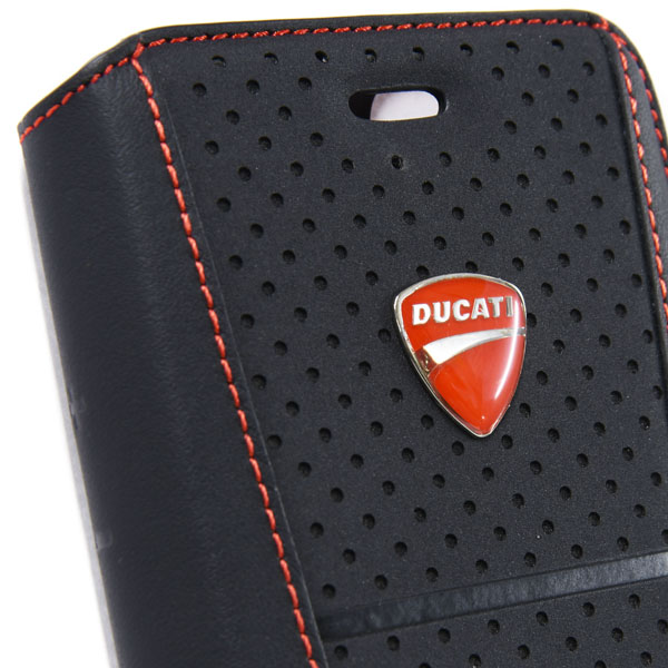 DUCATI iPhone7/6/6s Book Type Leather Case(Black/Black)