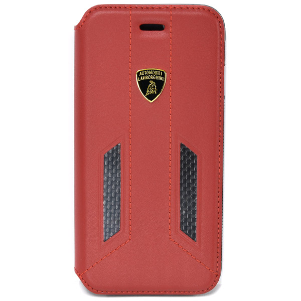 Lamborghini iPhone7 Book Shaped Leather Case(Red/Carbon)