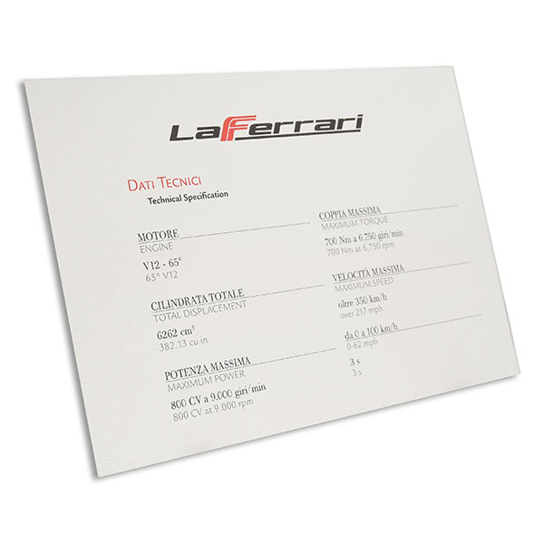 Ferrari La Ferrari Technical Card