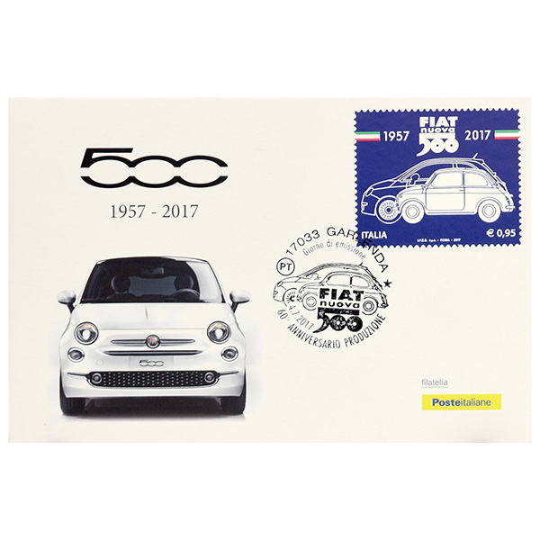 FIAT 500 60anni Memorial Stamp & Card