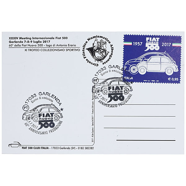 FIAT 500 CLUB ITALIA Official Nuova 500 60anni Memorial Post Card