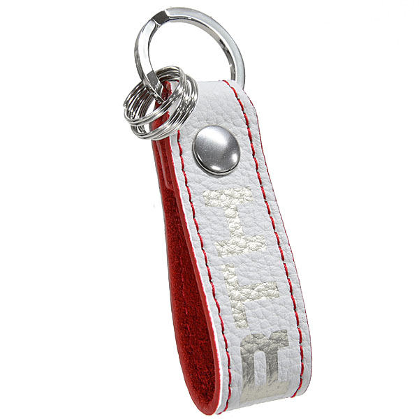 ABARTH Leather Strap Keyring(White)