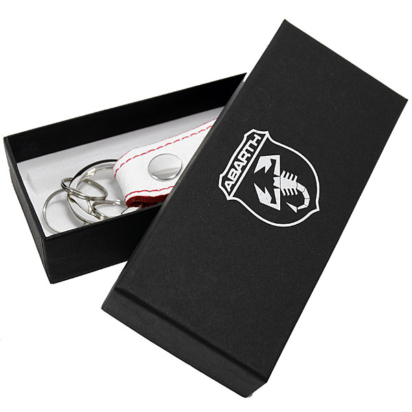 ABARTH Leather Strap Keyring(White)