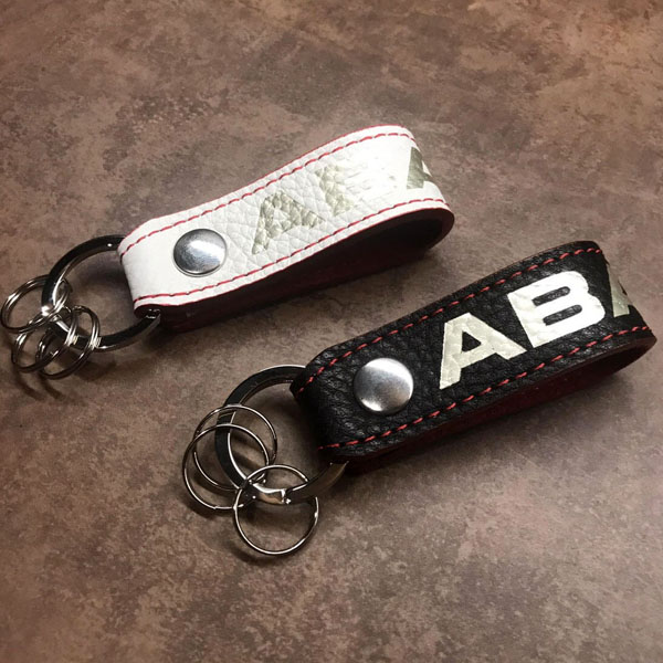 ABARTH Leather Strap Keyring(White)