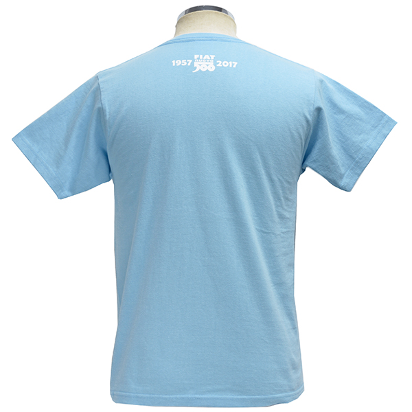 FIAT 500 60anni Memorial Stamp T-Shirts(Light Blue)