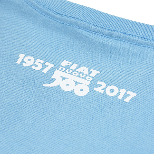 FIAT 500 60anni Memorial Stamp T-Shirts(Light Blue)