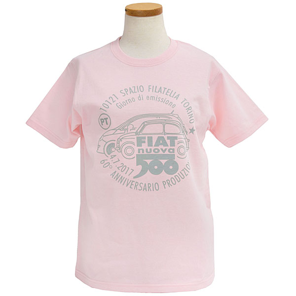 FIAT 500 60anni Memorial Stamp T-Shirts(Pink)