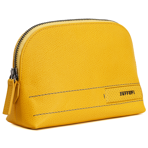 Ferrari Genuine GT Leather Beauty Pouch(yellow)