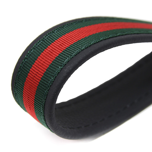 FIAT 500 Leather Strap for Rear Gate(Green/Red Stripe)