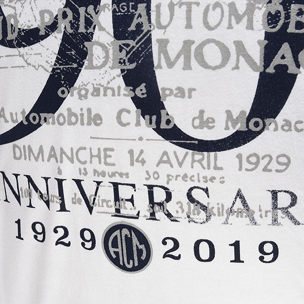 MONACO GRAND PRIX 2019 ACM Official T-Shirts-90TH ANNIVERSARY/White-