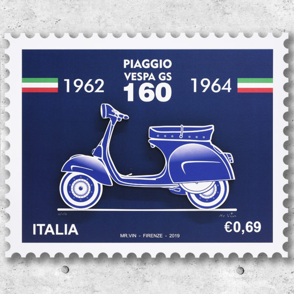 VESPA GS160 Stamp type illustration-BLUEPRINT-by Mr.Vin (Large)