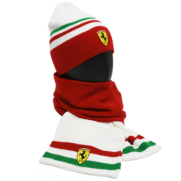 Ferrari Knitted Mufller& Hat Set