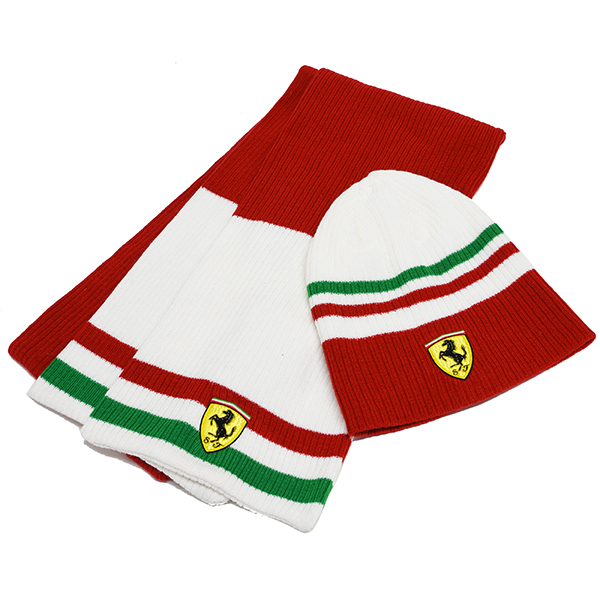 Ferrari Knitted Mufller& Hat Set