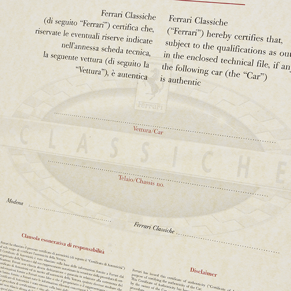 FerrariCLASSICHE CERTIFICATA COCERǧ