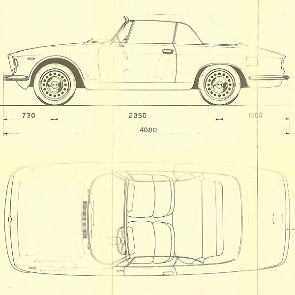 Alfa Romeo Giulia GTC cabrio 1965 Blue Drawing Print