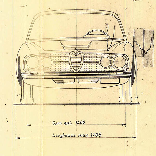 Alfa Romeo 2600 Coupe Blue Drawing Print