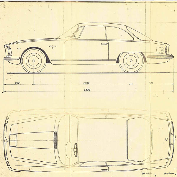 Alfa Romeo 2600 Coupe Blue Drawing Print