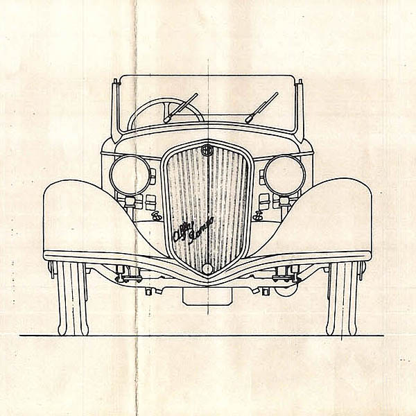 Alfa Romeo 6C 2300 Pescara Spider 1936 Blue Drawing Print