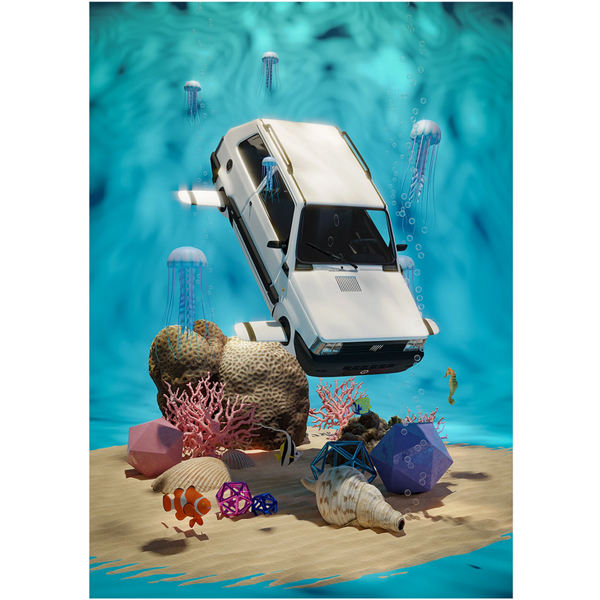 Garage Italia  Official FIAT PANDA Poster(IN THE SEA)