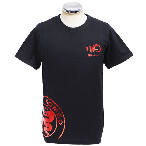 Alfa Romeo Official 110th Anniversary Foil Stamping Emblem T-shirts (Black)