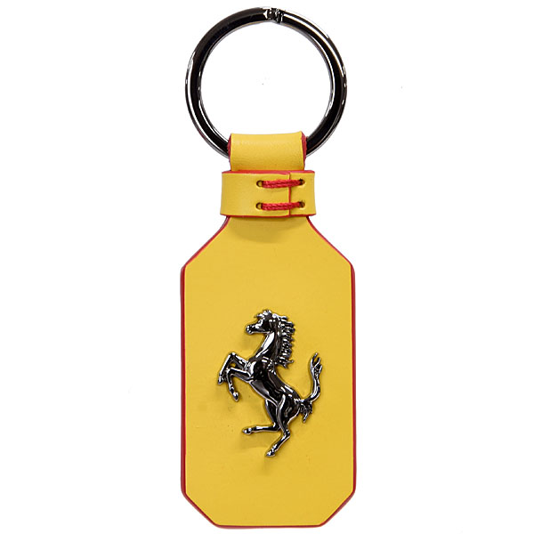 Ferrari Official Leather Base Cavallino Keyring (Yellow)