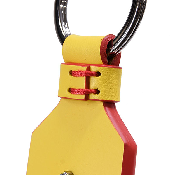 Ferrari Official Leather Base Cavallino Keyring (Yellow)