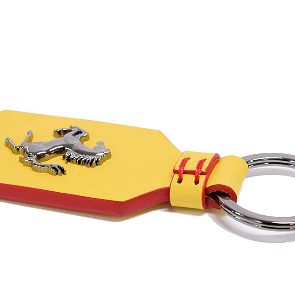 Ferrari Official Leather Base Cavallino Keyring (Yellow)