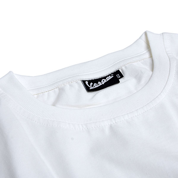 Vespa Official T-Shirts -PRIMAVERA-(White/Blue Logo)