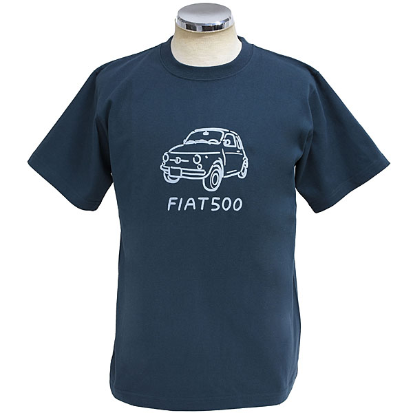 FIAT Official 500 Writing Print T-shirt (Indigo Blue)