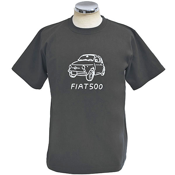 FIAT Official 500 Writing Print T-shirt (Dark Gray)