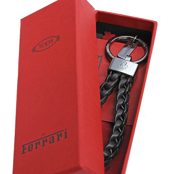 Ferrari Intrecciato Leather Strap Keyring by TOD'S