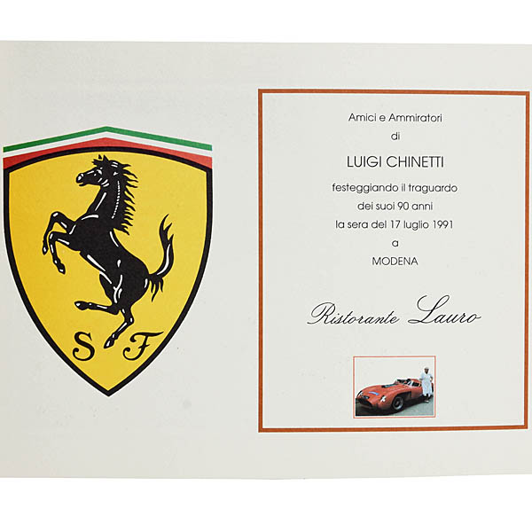 LUIGI CHINETTI 90th Anniversary Party Menu