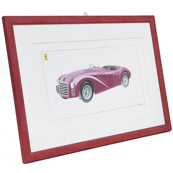 Ferrari 125 Handwritten Illustration Framed By Sante Lusuardi