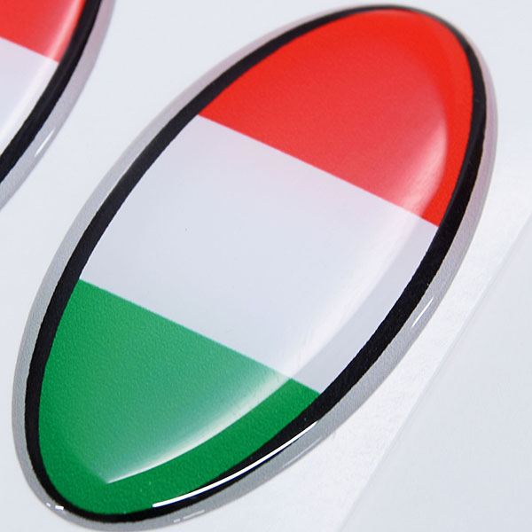 Italian Flag Oval Shaped 3D Sticker(2pcs.)